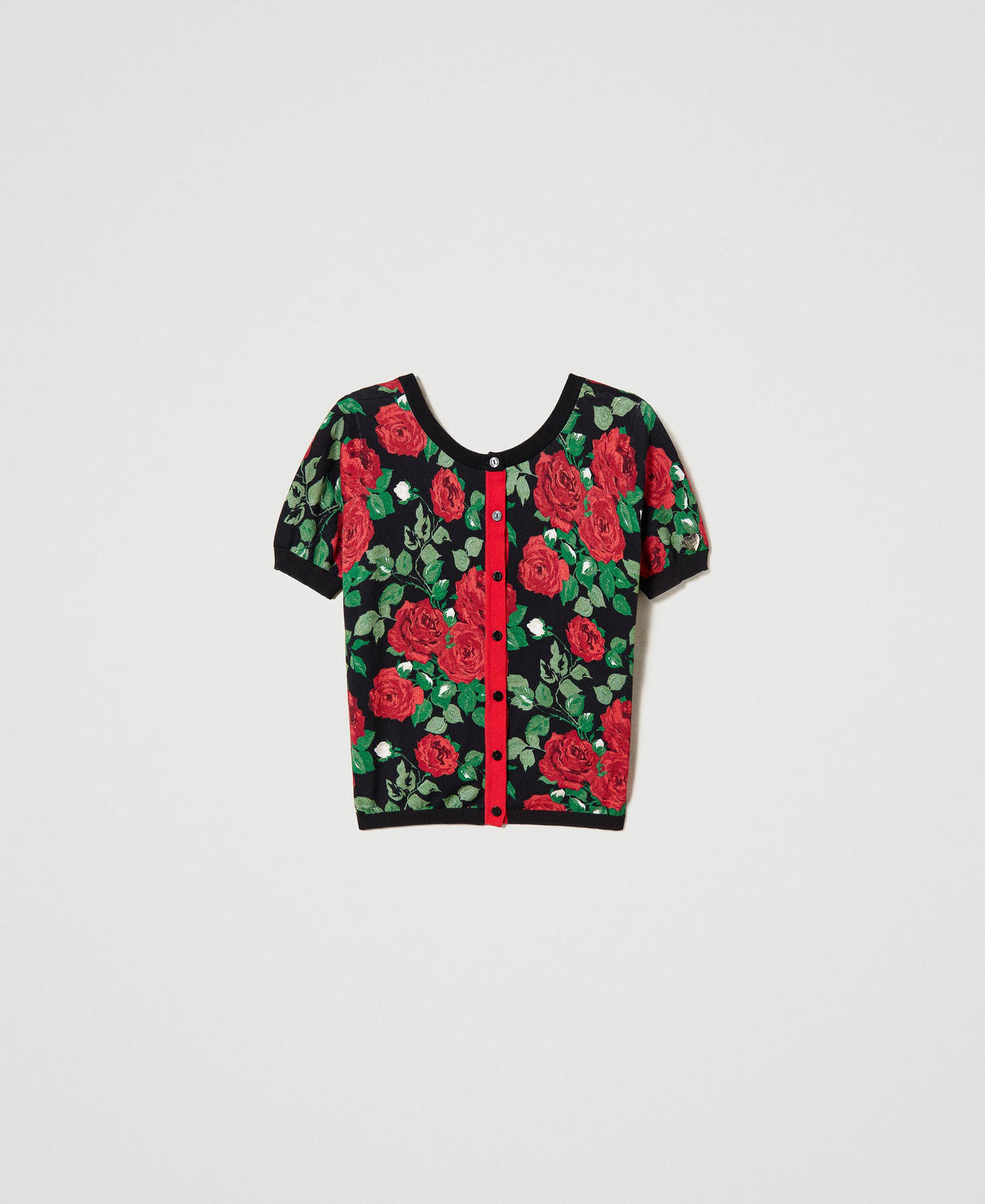 Cárdigan-jersey con estampado de rosas Estampado Rosas Grandes Mujer 231LB3FAA-0S