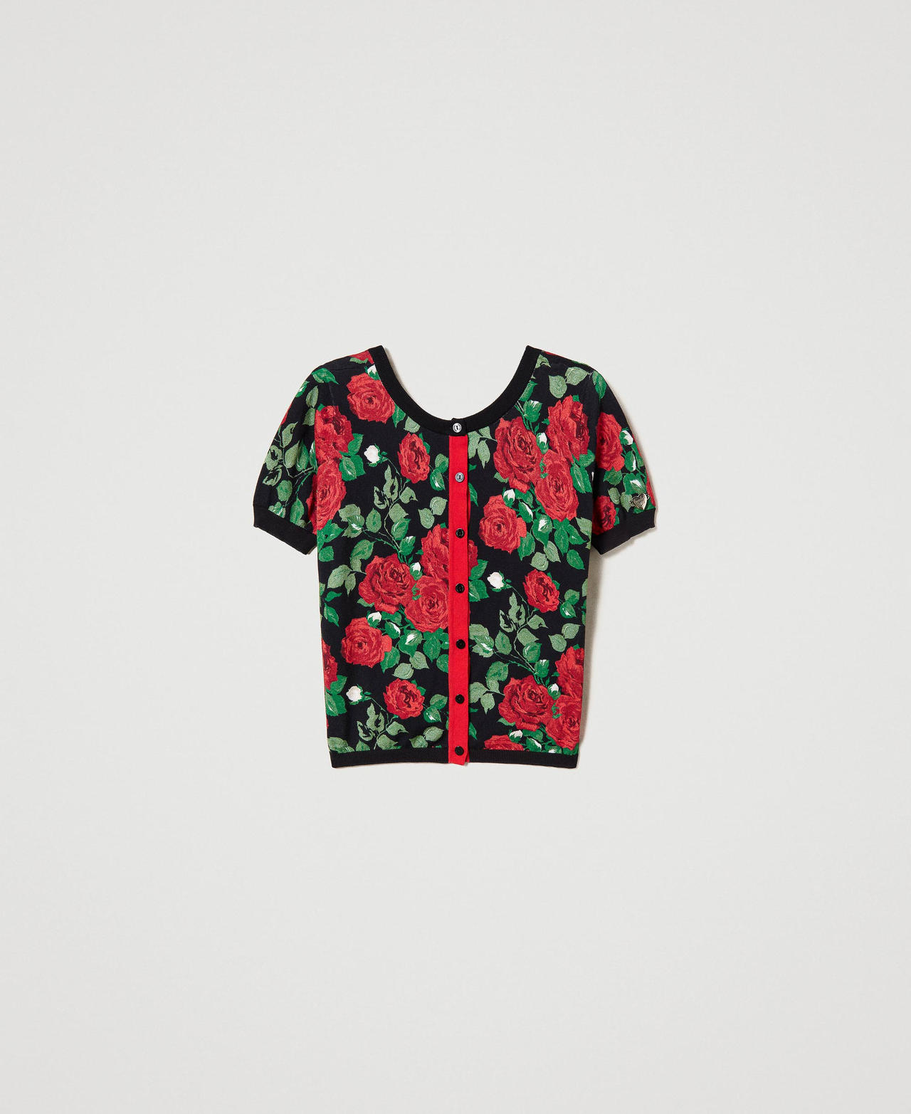2-in-1-Cardigan mit Rosenprint Print Große Rosen Frau 231LB3FAA_10318_0S