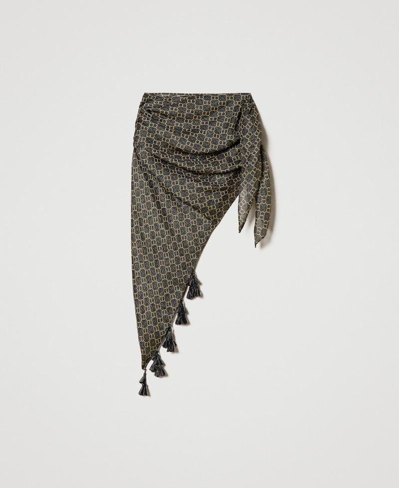Printed sarong with Oval T Black Woman 231LB47LL_00006_0S
