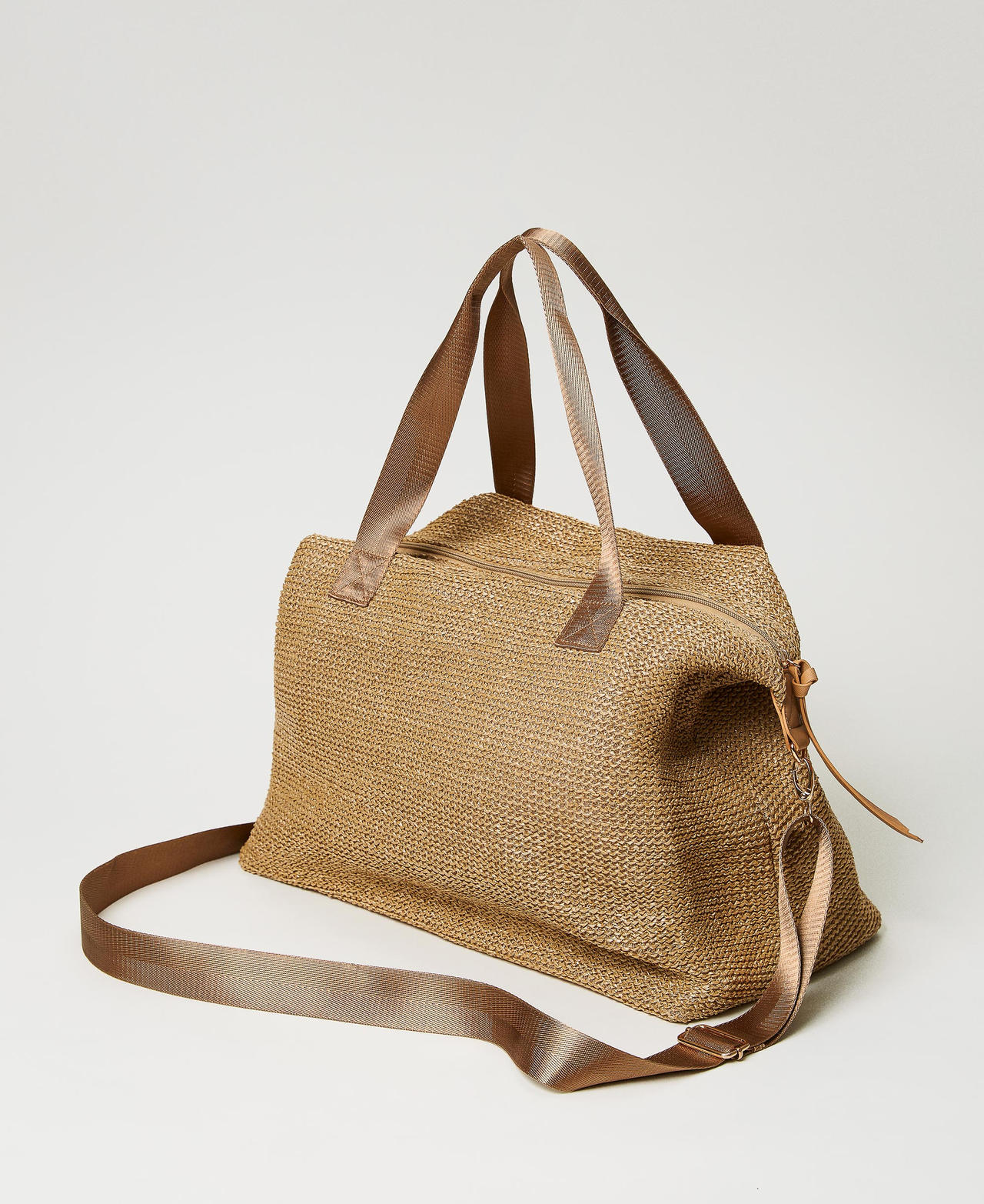 Maxi-Shopper-Tasche aus Strohstoff Gold Sand Frau 231LB7733-03