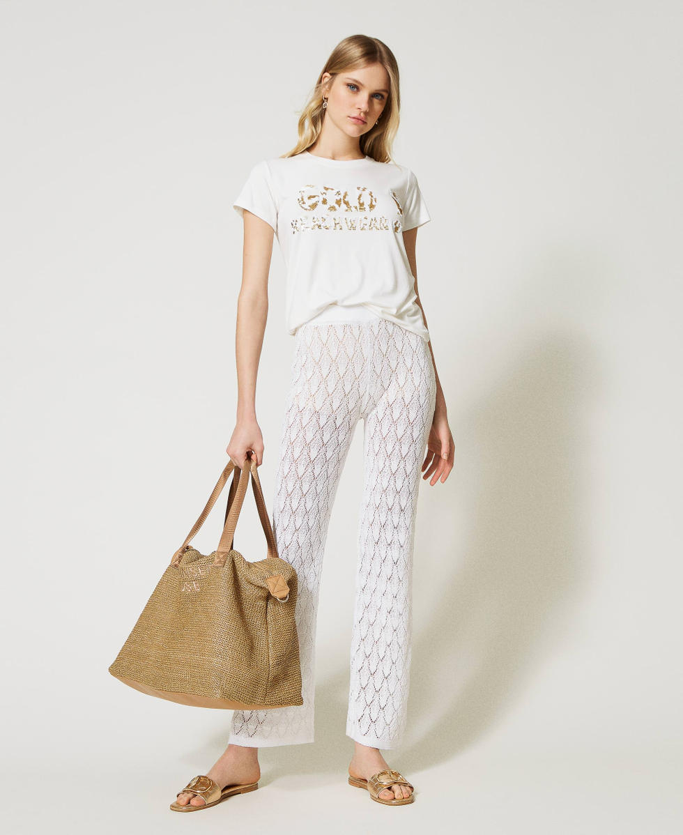 Maxi-Shopper-Tasche aus Strohstoff