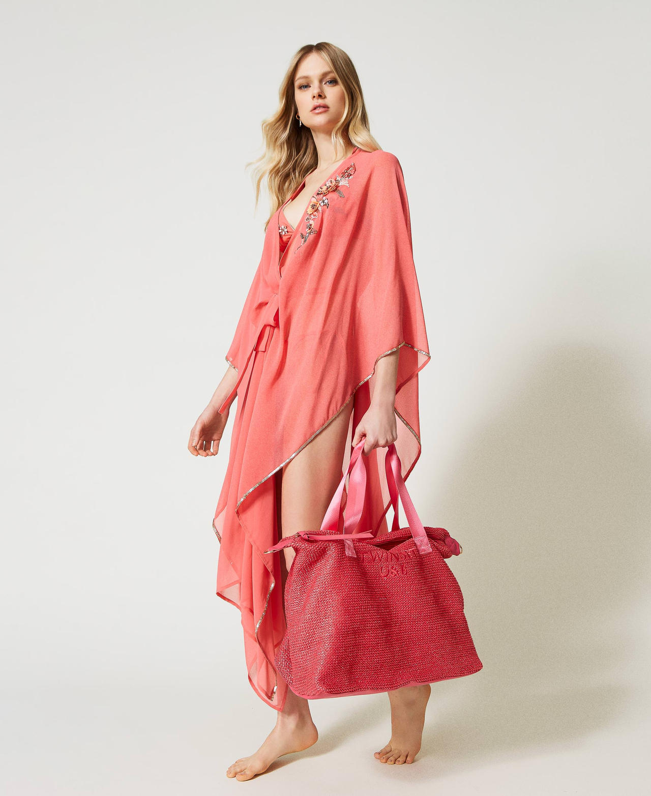 Straw maxi shopper "Flamingo" Pink Woman 231LB7733_10367_0S