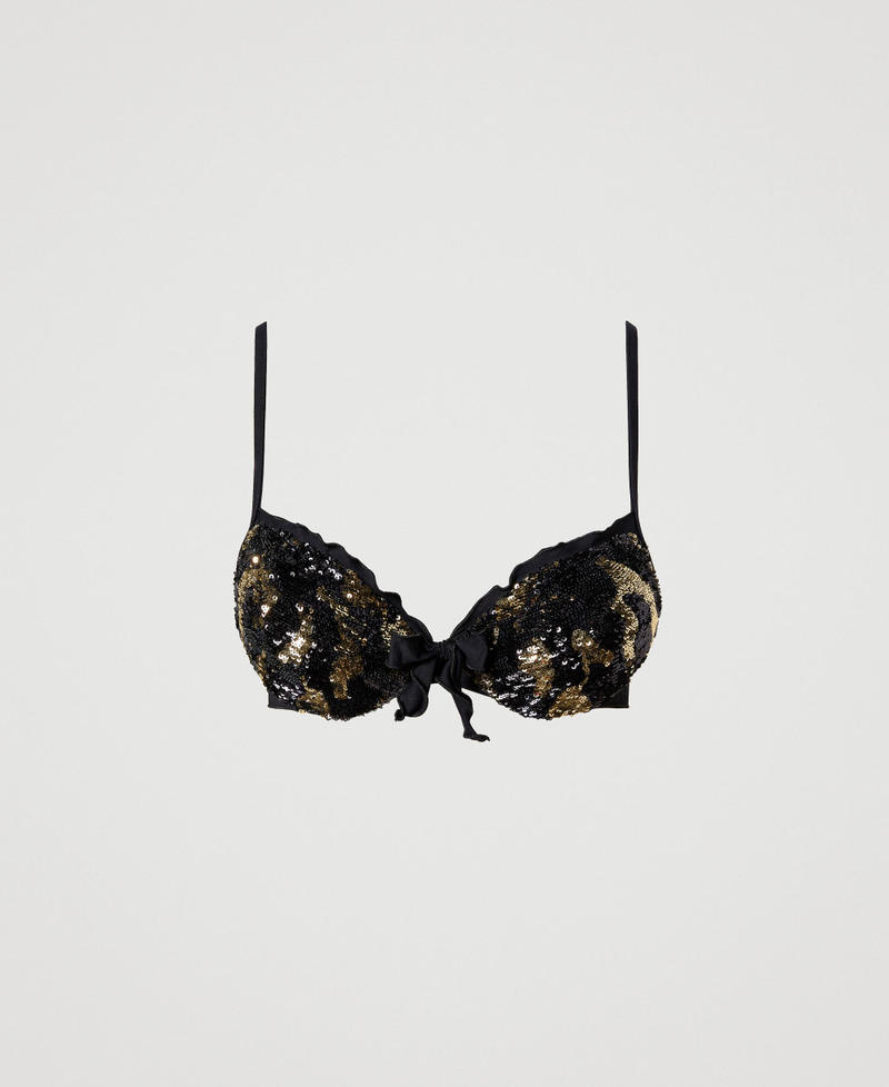 Push-up swimsuit with sequins Black Woman 231LBM144_00006_0S