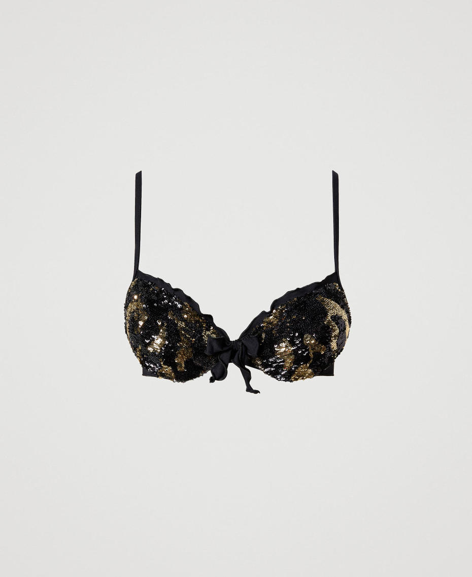 Push-up swimsuit with sequins Black Woman 231LBM144_00006_S0