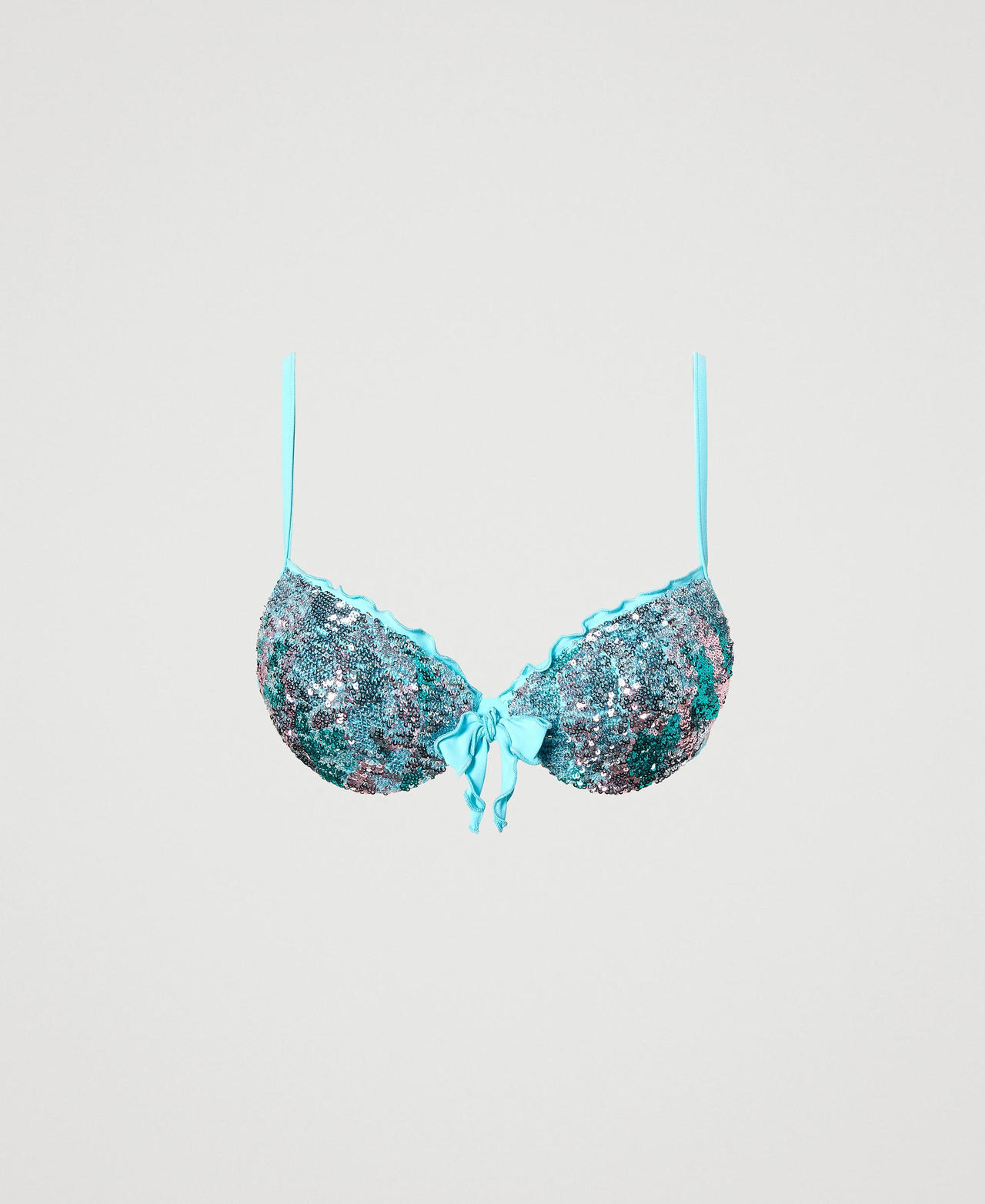 Push-up swimsuit with sequins "Paradise” Blue Woman 231LBM144_10368_0S