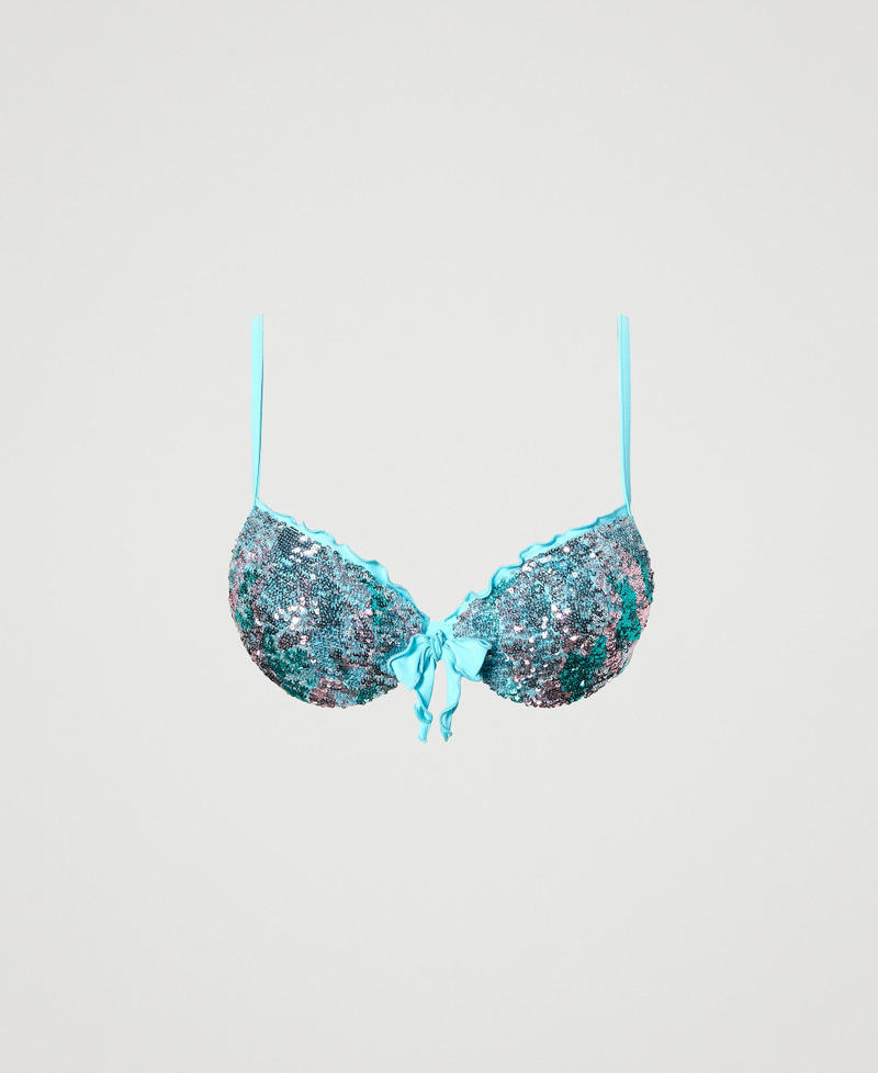 Push-up swimsuit with sequins "Paradise” Blue Woman 231LBM144_10368_0S