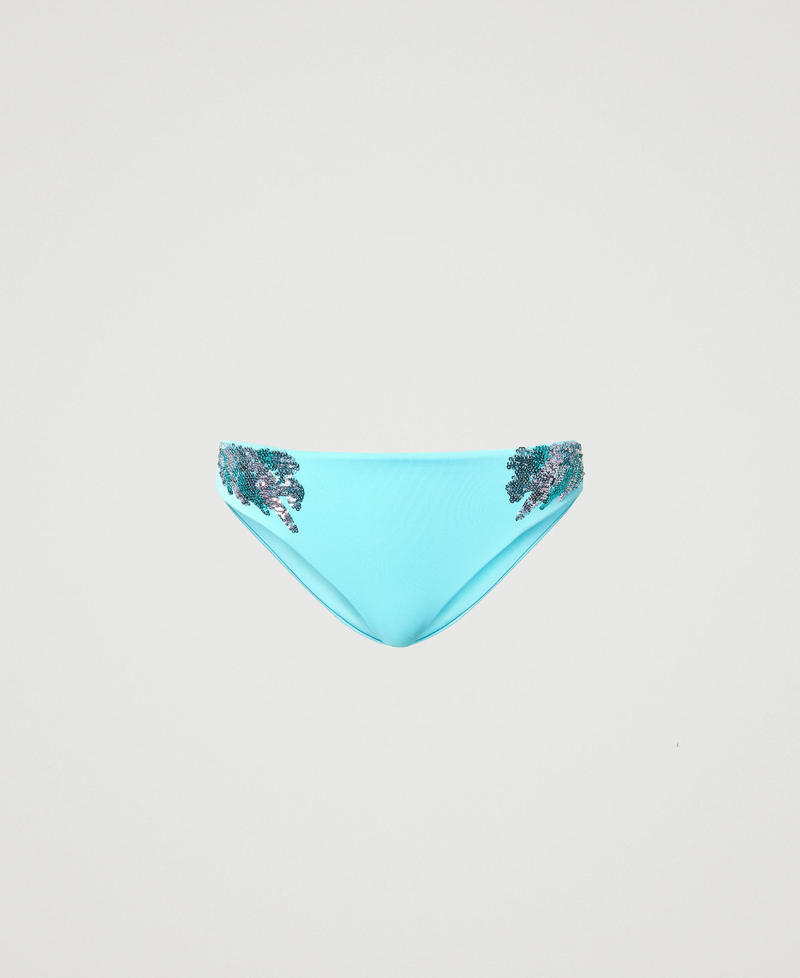 Bikini bottom with sequins "Paradise” Blue Woman 231LBM166_10368_0S