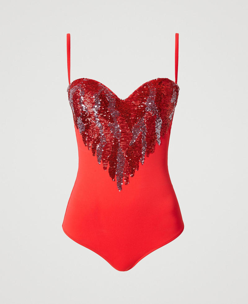 One-piece swimsuit with sequins