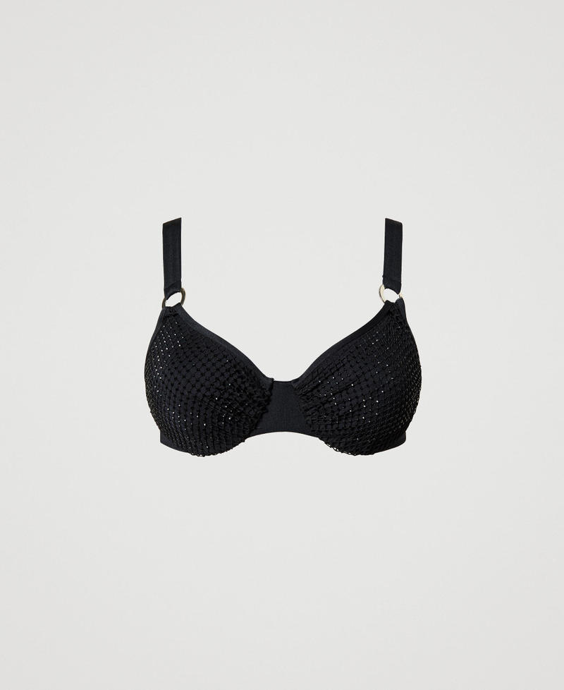 Soutien-gorge de bain à armatures en filet avec strass