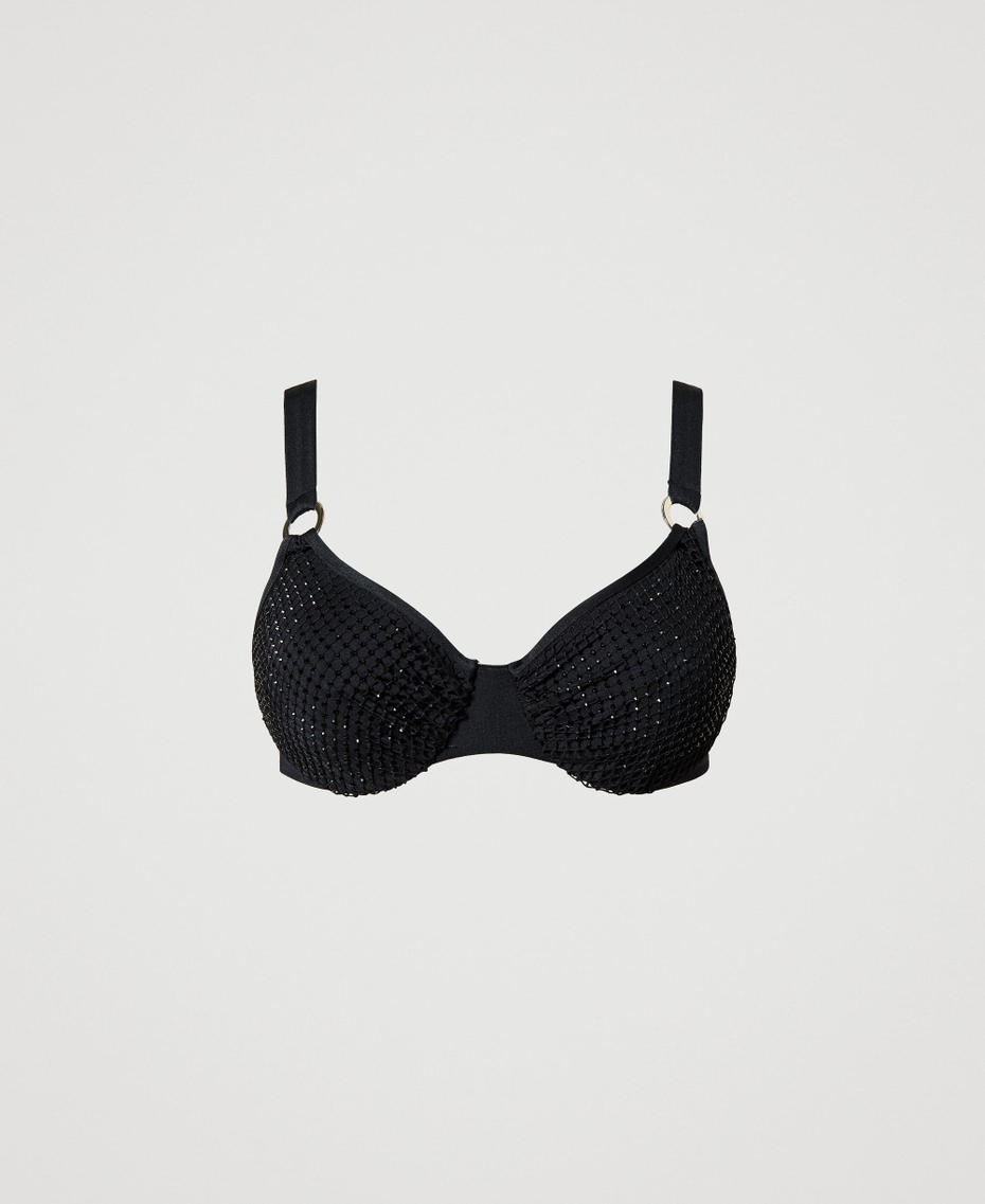 Soutien-gorge de bain à armatures en filet avec strass