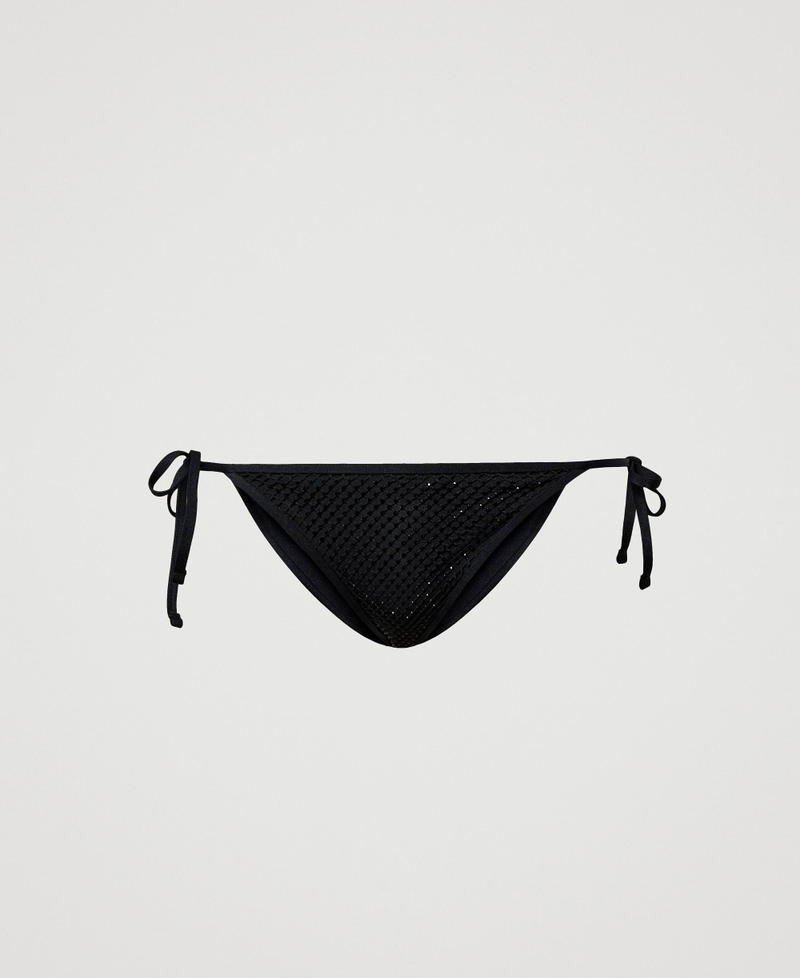 Brazilian bikini bottom with rhinestones Black Woman 231LBM277_00006_S0
