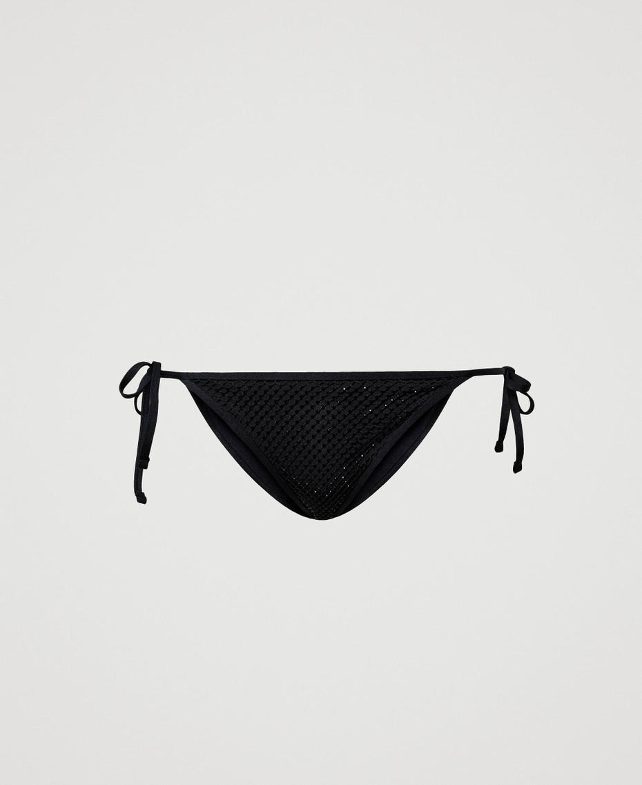 Brazilian bikini bottom with rhinestones Black Woman 231LBM277_00006_S0