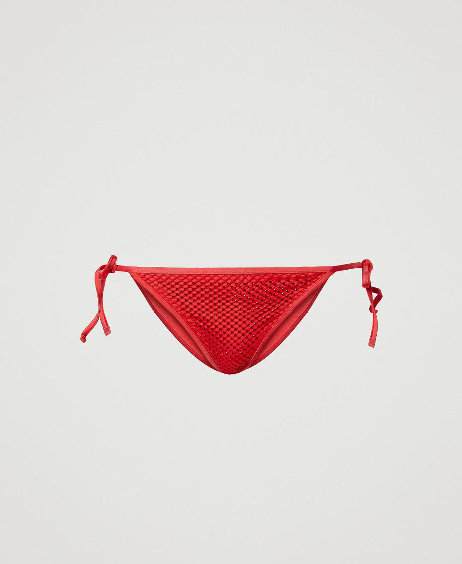 Slip brésilien de bain en filet avec strass Rouge « Watermelon » Femme 231LBM277-0S