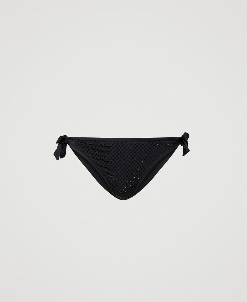 Bikini thong with rhinestones Black Woman 231LBM288-0S
