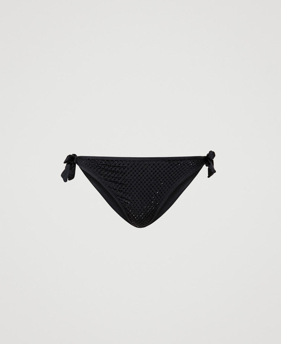 Bikini thong with rhinestones Black Woman 231LBM288-0S
