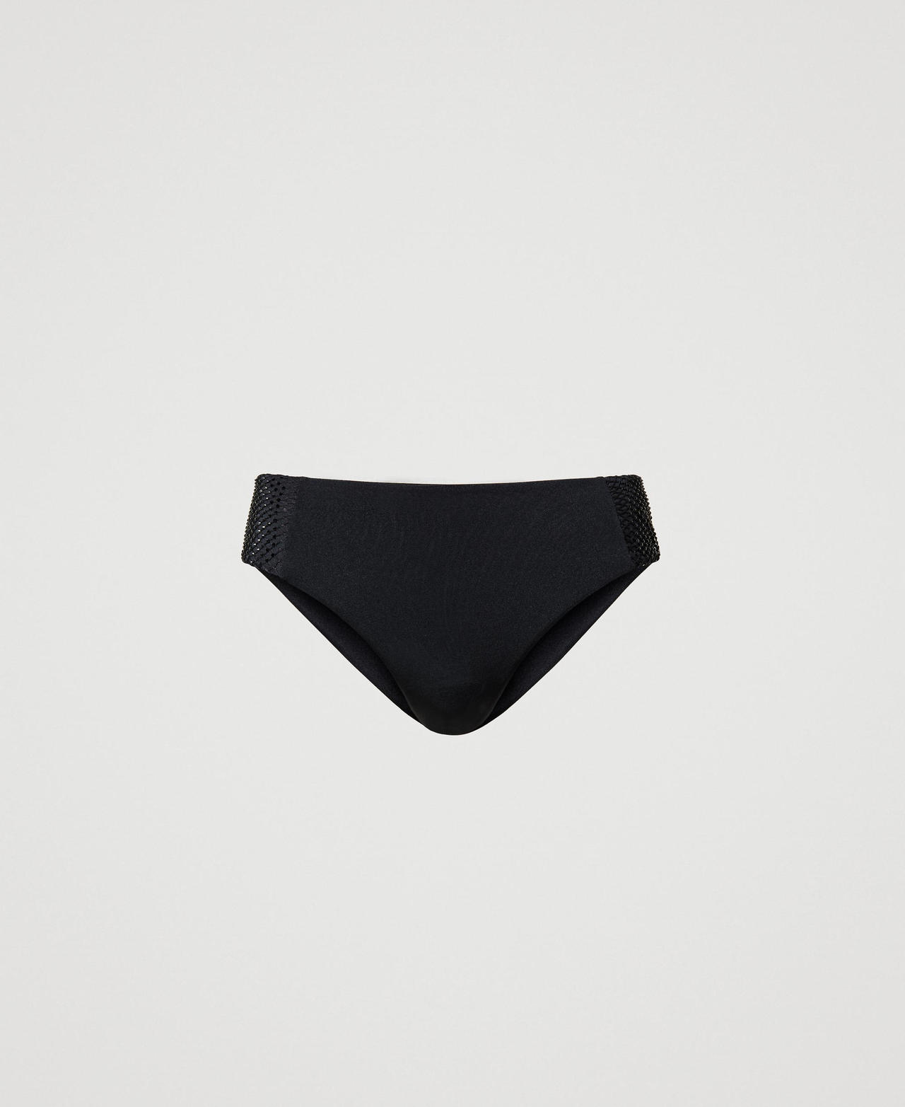 Bikini bottom with rhinestone mesh Black Woman 231LBM299_00006_0S