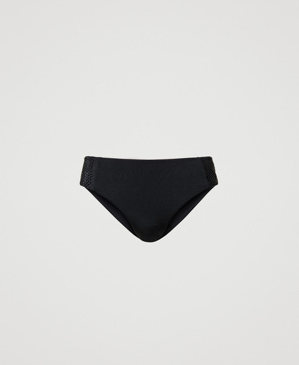 Braguita de bikini con rejilla y strass Mujer Negro TWINSET Milano