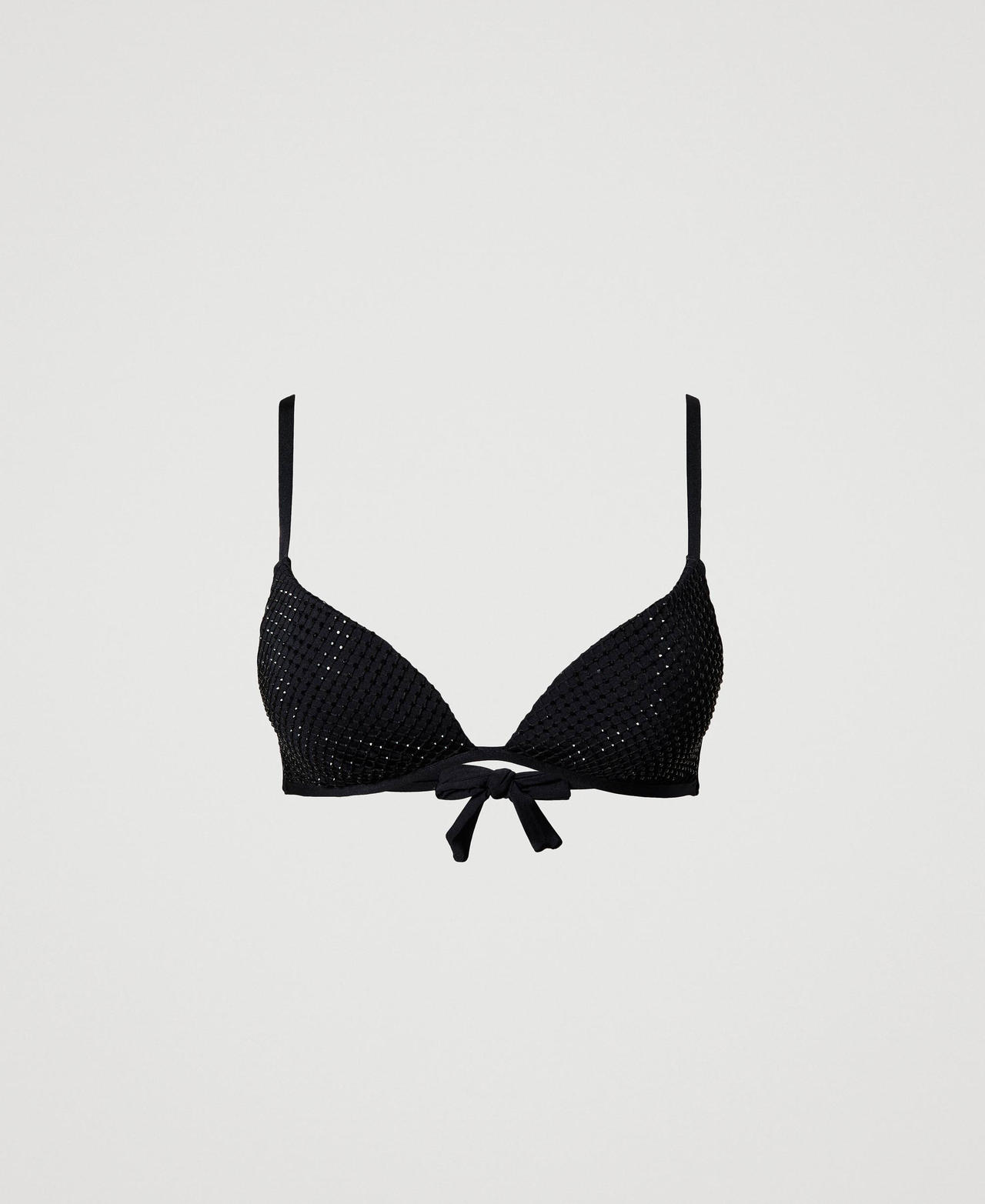Mesh triangle bikini top with rhinestones Black Woman 231LBM2XX_00006_0S
