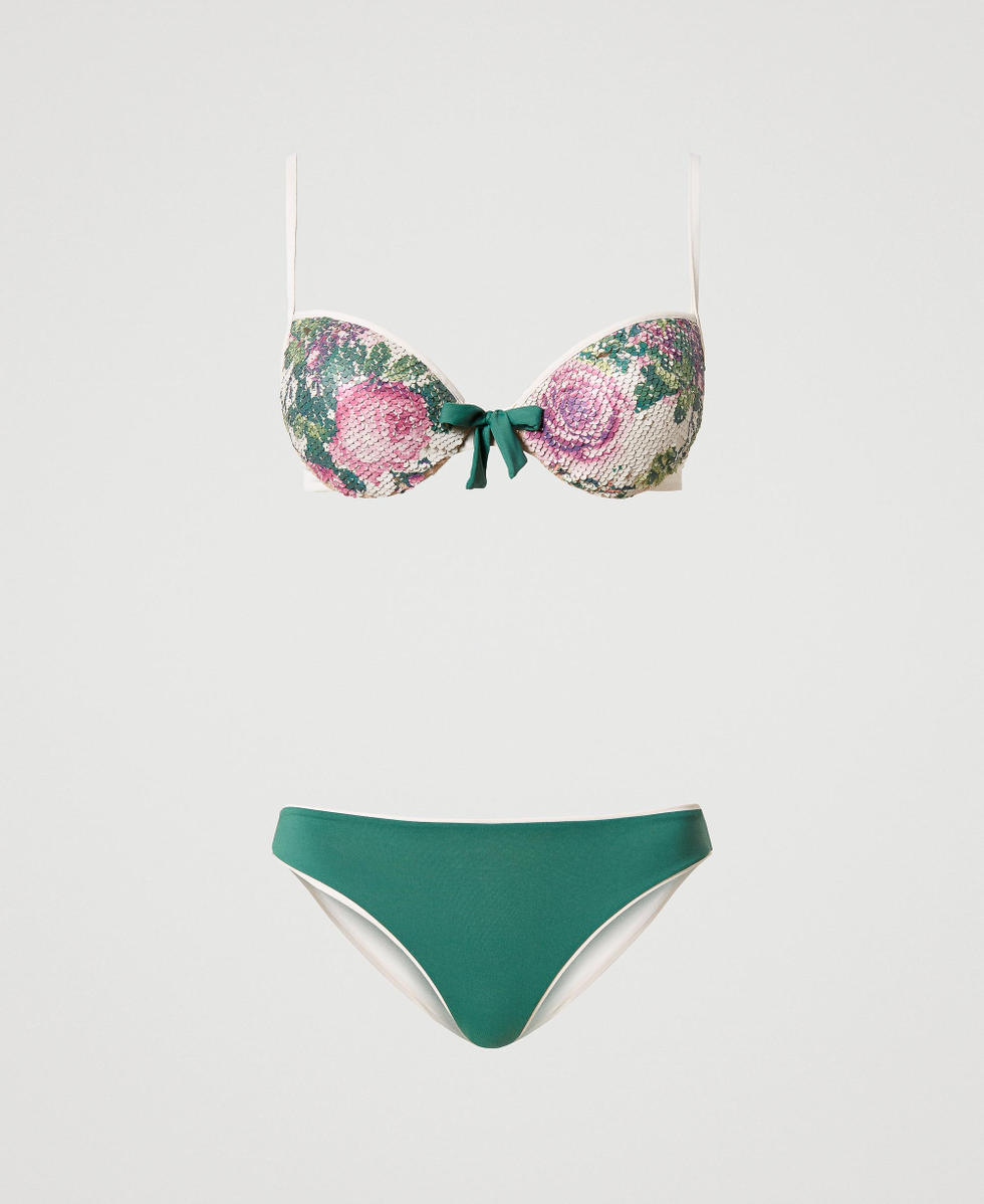 Push-up-Bikini mit Pailletten und passender Bikinihose