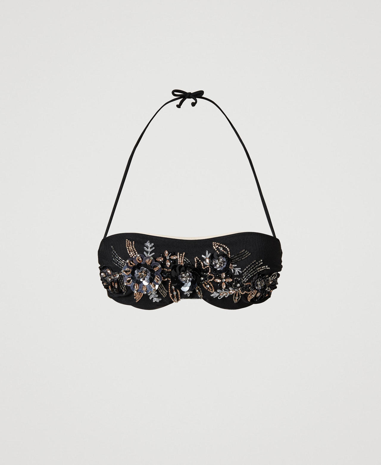 Soutien-gorge de bain bandeau avec broderie florale