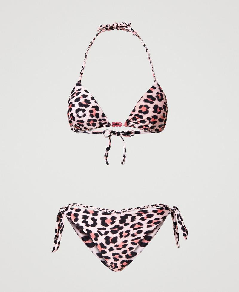 Animal print bikini with triangle top and Brazilian bottom