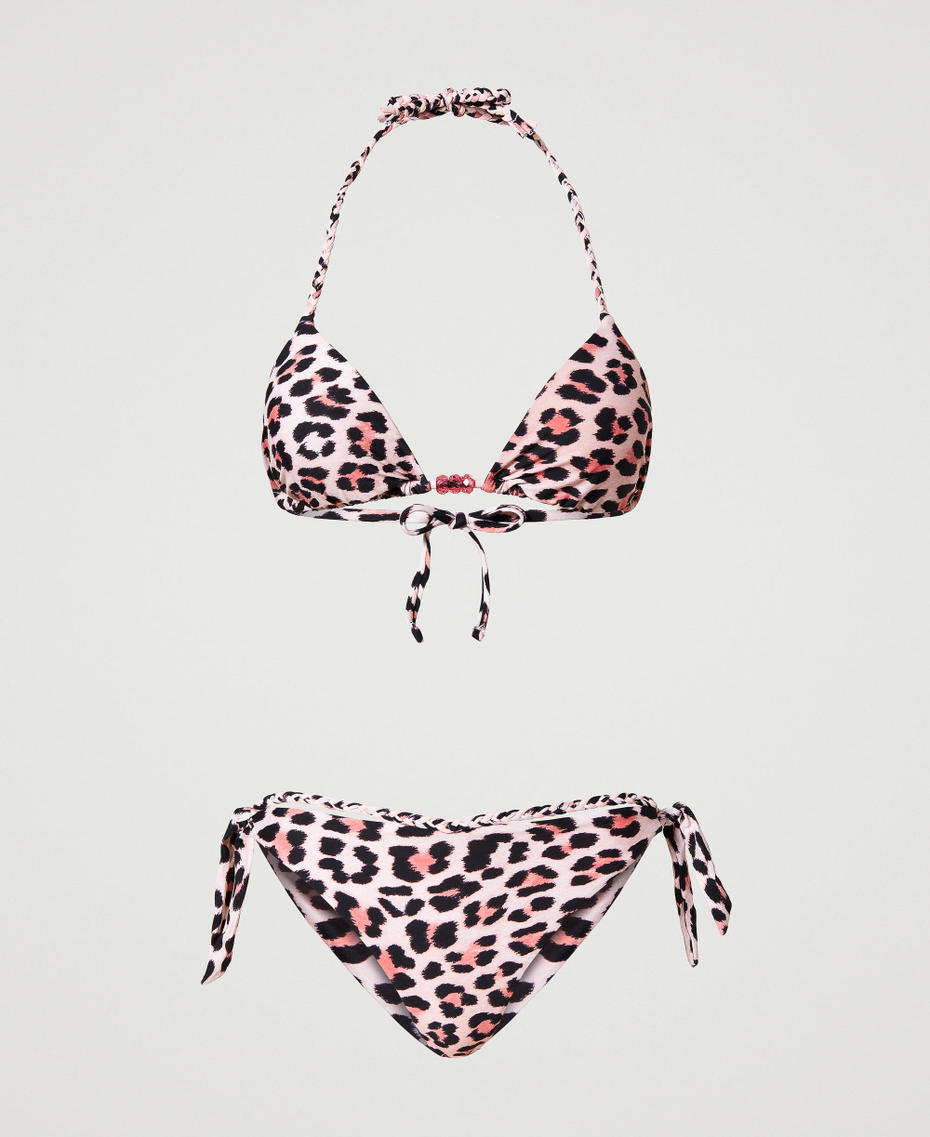 Animal print bikini with triangle top and Brazilian bottom