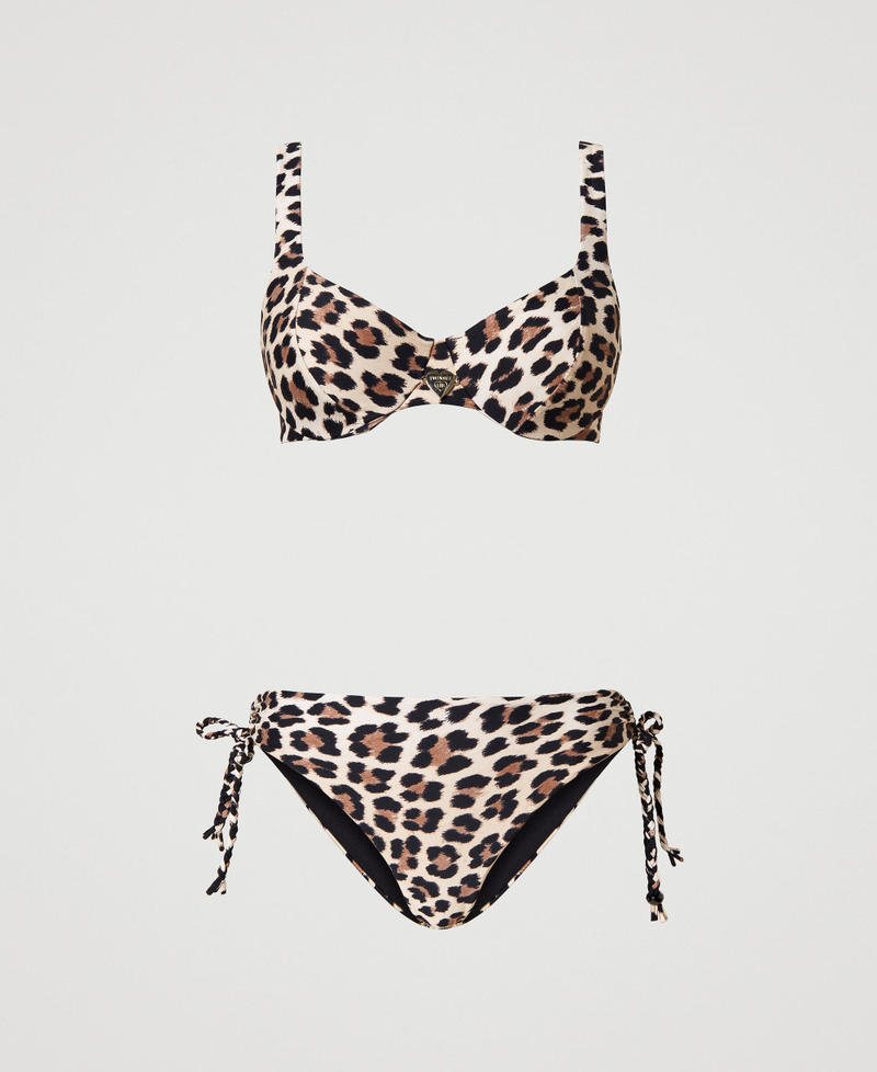 Sujetador de bikini con aros y braguita animal print Estampado Leopardo Natural Mujer 231LBMD55-0S