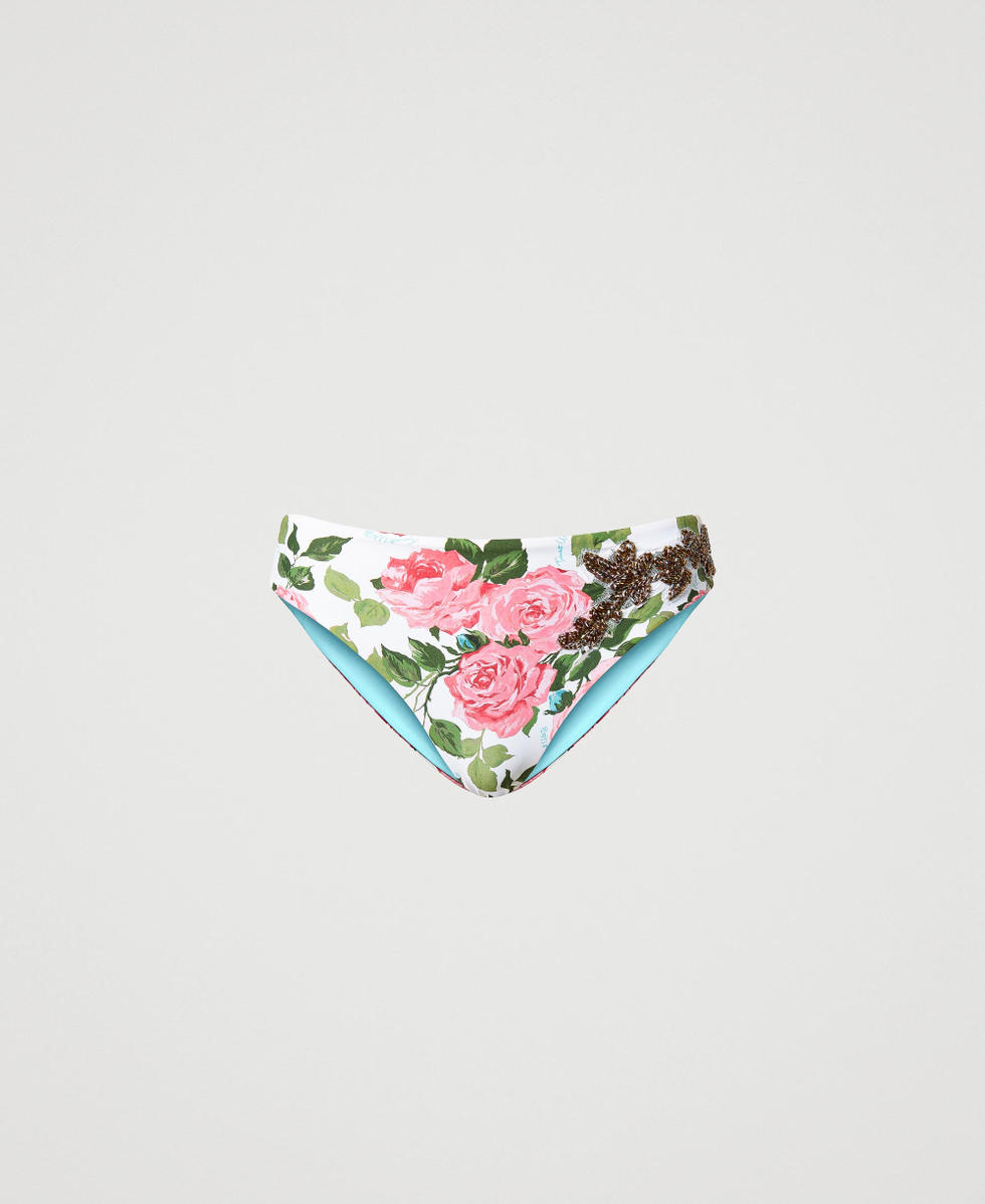 Bikini bottom with print and embroidery