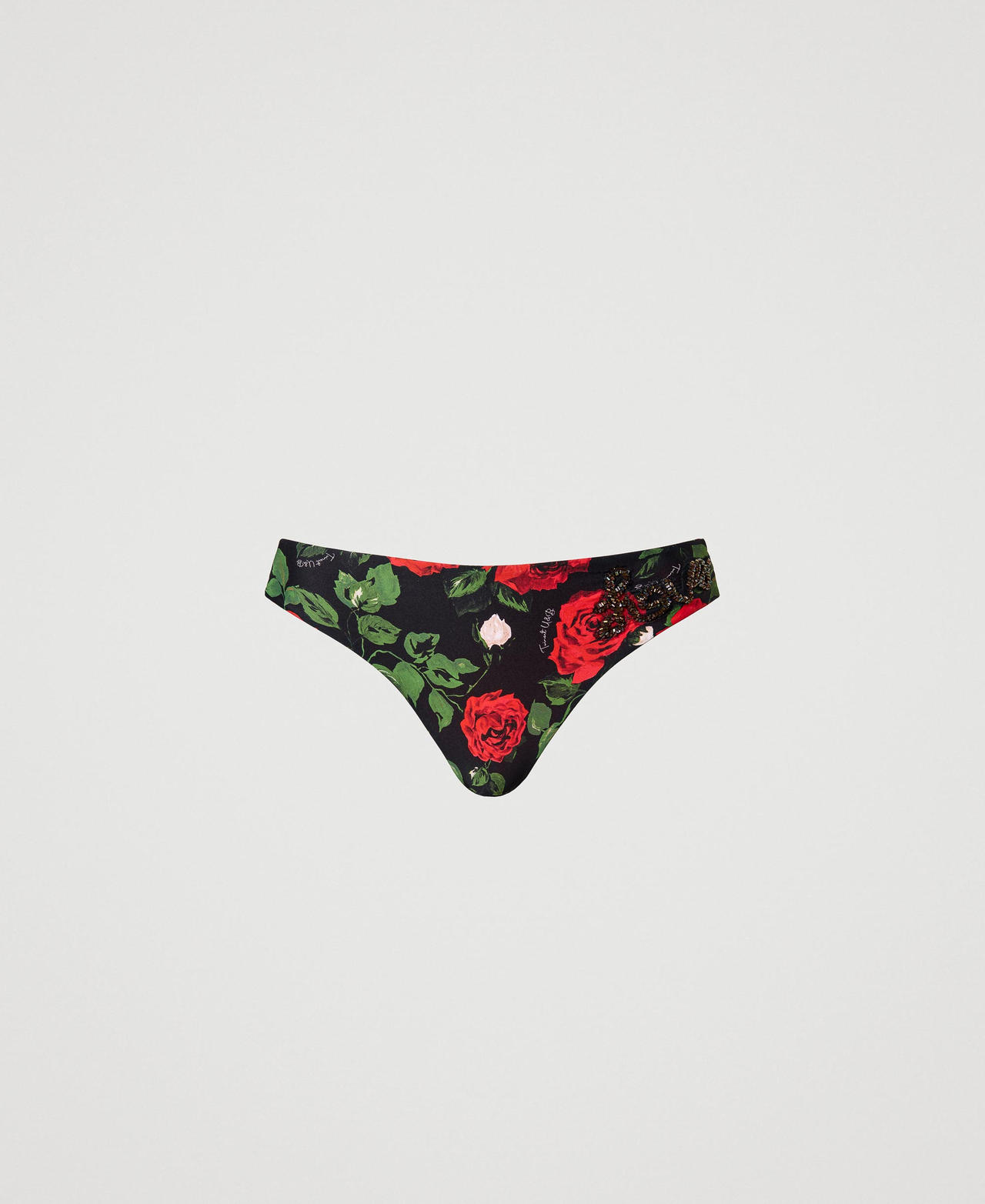 Brazilian bikini bottom with print Little Rose Print Woman 231LBMF77_10320_0S