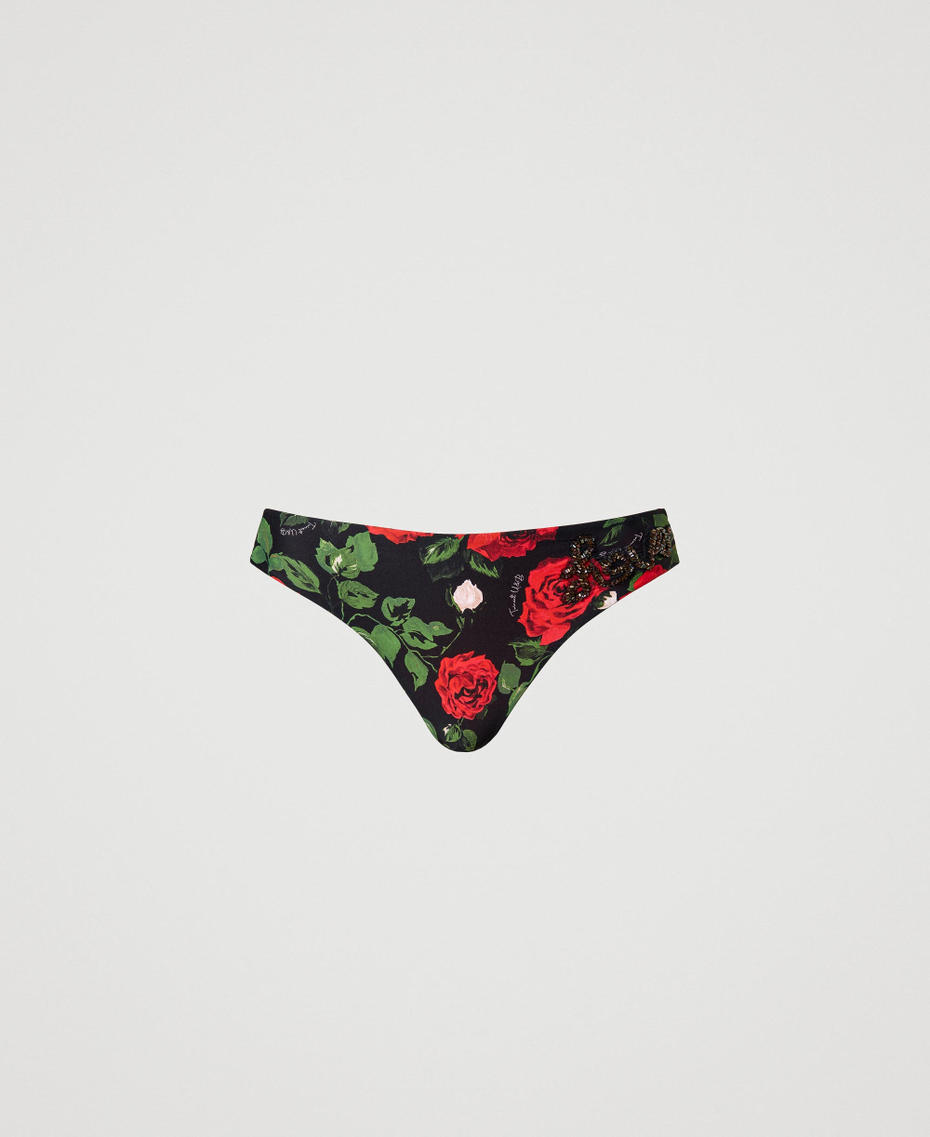 Brazilian bikini bottom with print Little Rose Print Woman 231LBMF77_10320_S0
