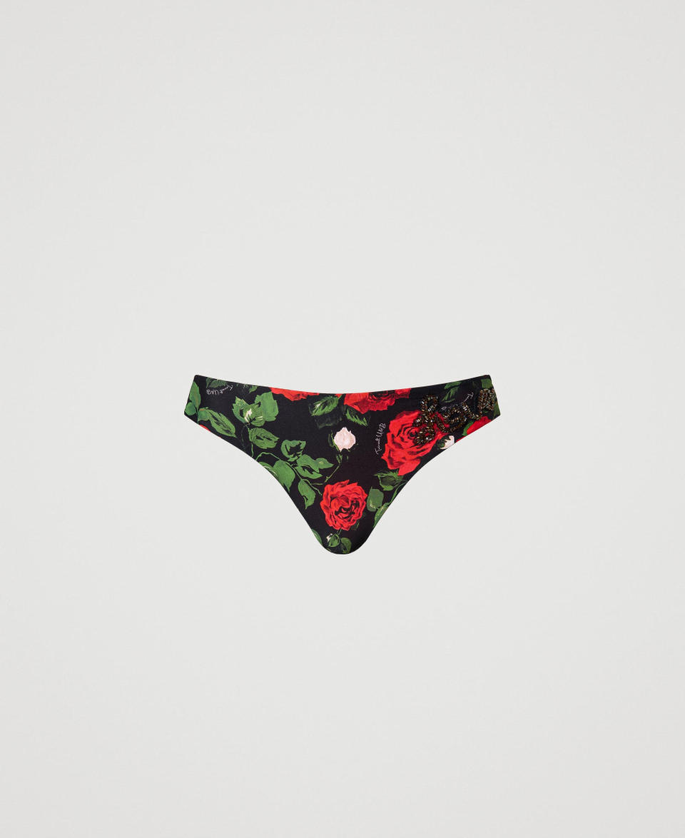 Brazilian bikini bottom with print Little Rose Print Woman 231LBMF77_10320_S0