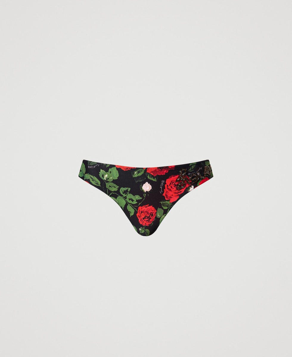 Brazilian bikini bottom with print Little Rose Print Woman 231LBMF77_10320_S0