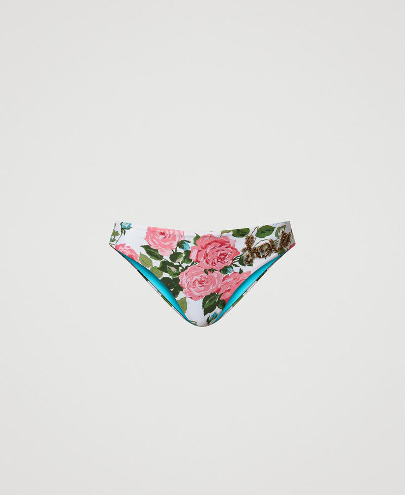 Brazilian bikini bottom with print Star White Rose Print Woman 231LBMF77_10321_0S