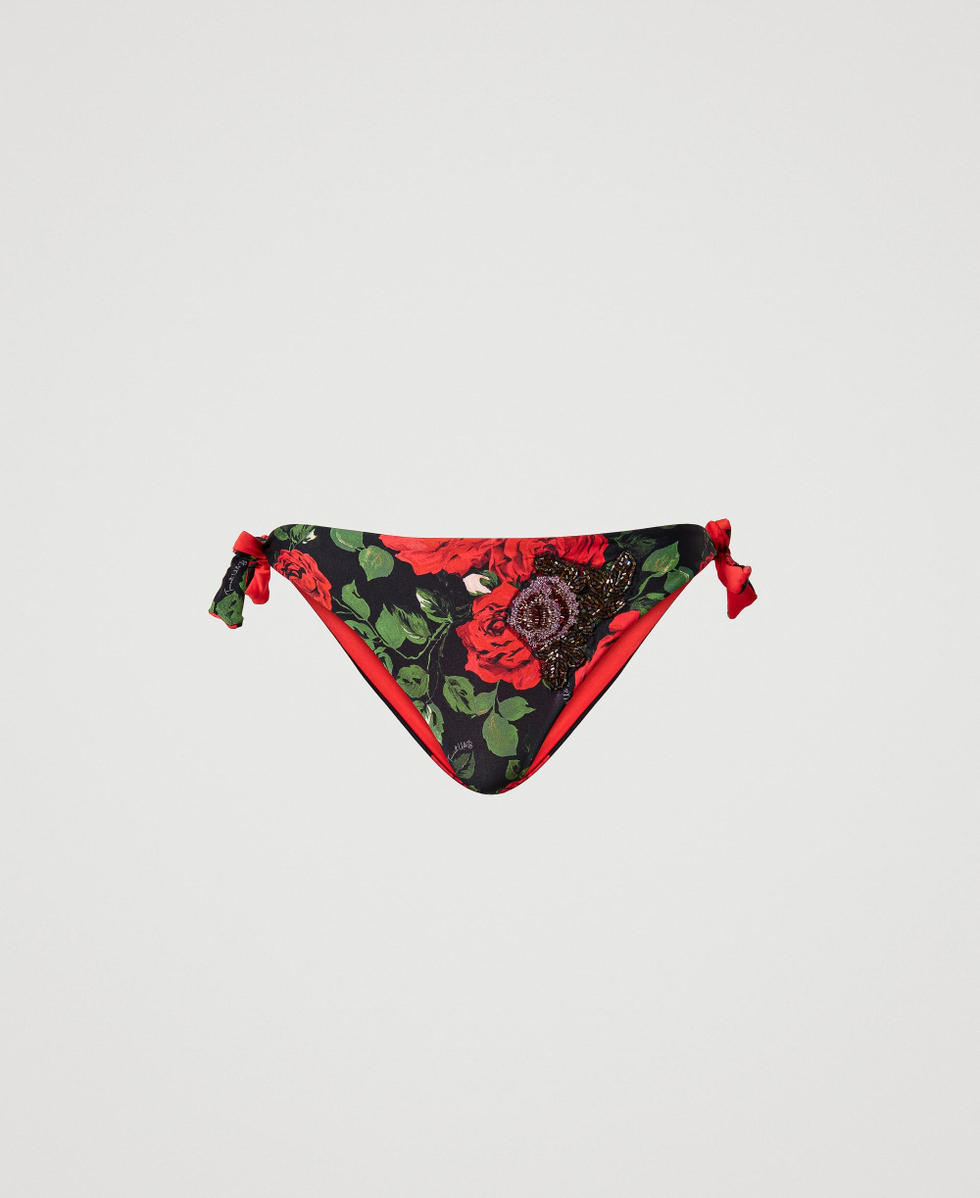 Bikini thong with print Little Rose Print Woman 231LBMFTT_10320_S0