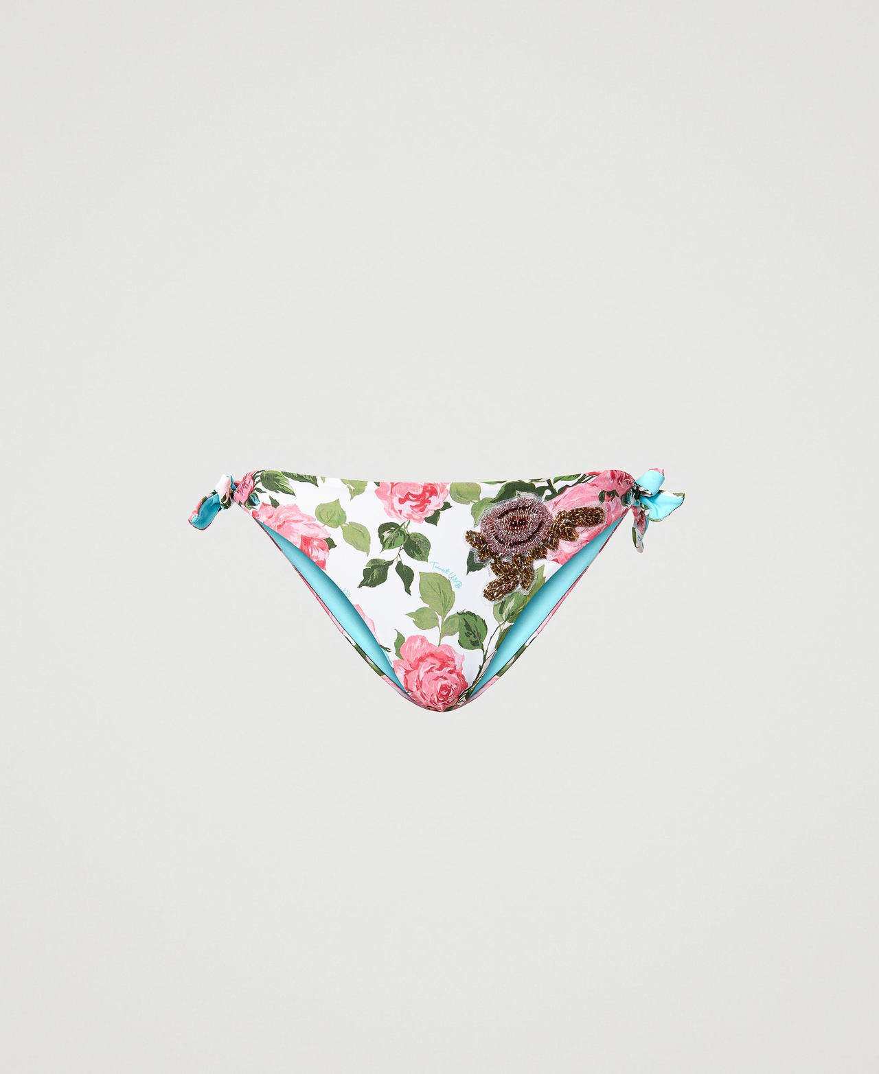 Bikini thong with print Star White Rose Print Woman 231LBMFTT_10321_0S