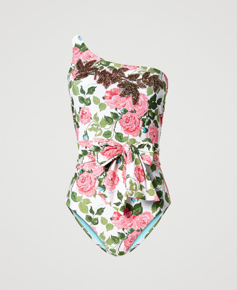 Costume intero monospalla con ricamo