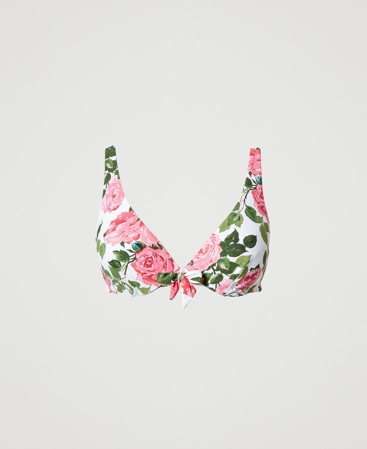 Triangle bikini top with underwire Star White Rose Print Woman 231LBMFWW_10321_0S