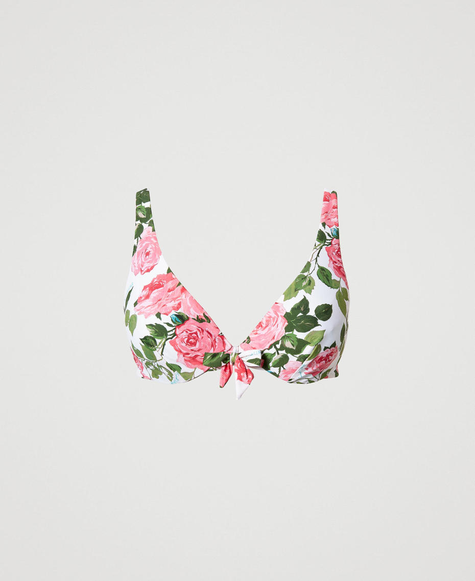 Triangle bikini top with underwire Star White Rose Print Woman 231LBMFWW-0S