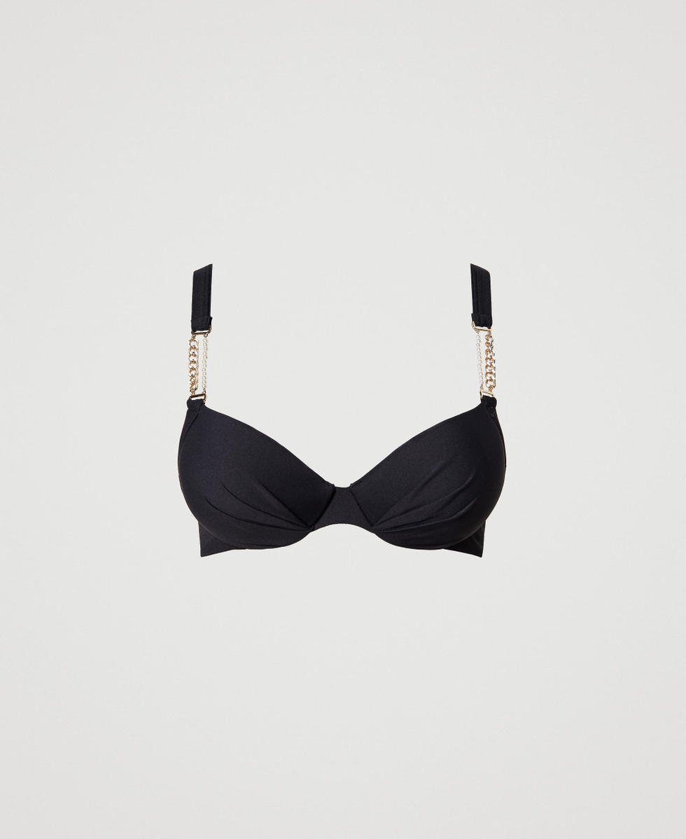 Black buckle bikini shop top
