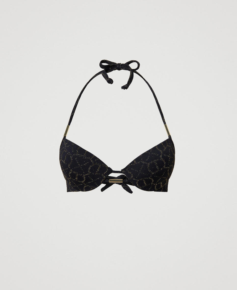 Jacquard push-up bikini top with Oval T