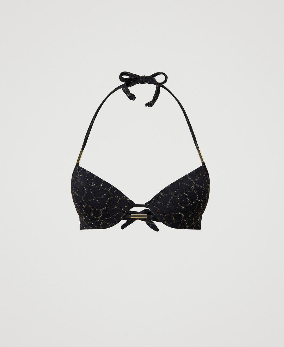 Push-up-Bikinitop aus Jacquard mit Oval T-Logo