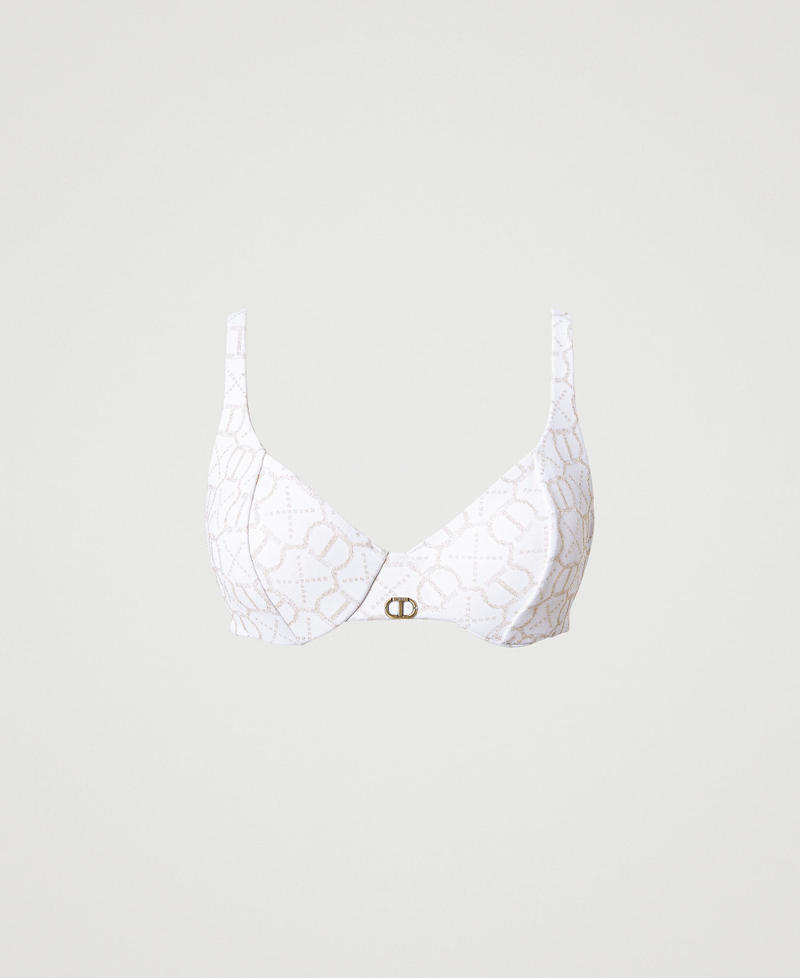 Jacquard underwire bikini top with Oval T