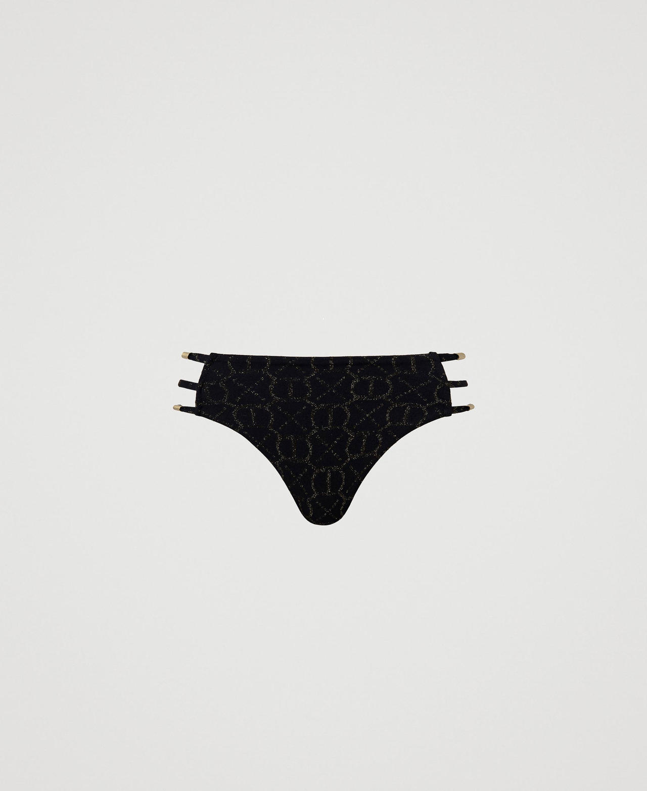 Jacquard Brazilian bikini bottom with Oval T
