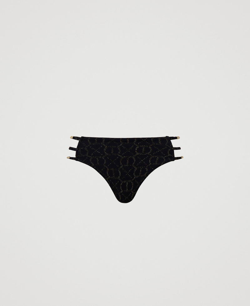 Jacquard Brazilian bikini bottom with Oval T