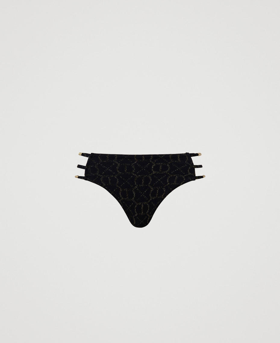 Jacquard Brazilian bikini bottom with Oval T