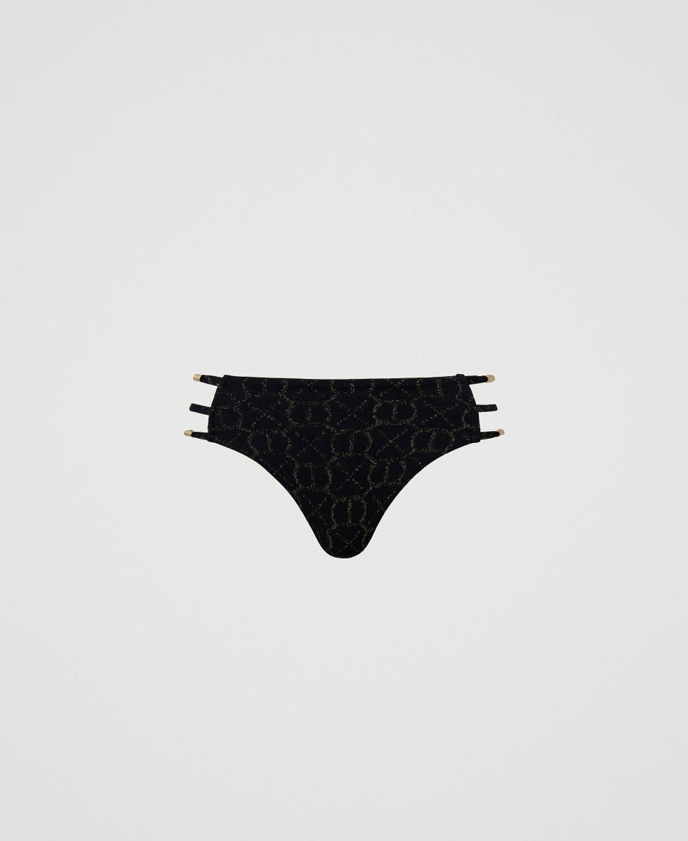 Slip brésilien de bain jacquard avec Oval T