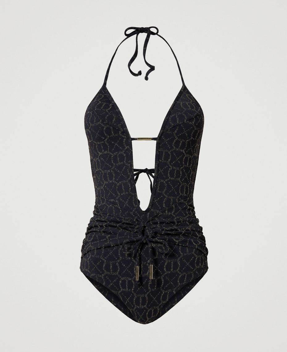 Costume intero imbottito jacquard con Oval T