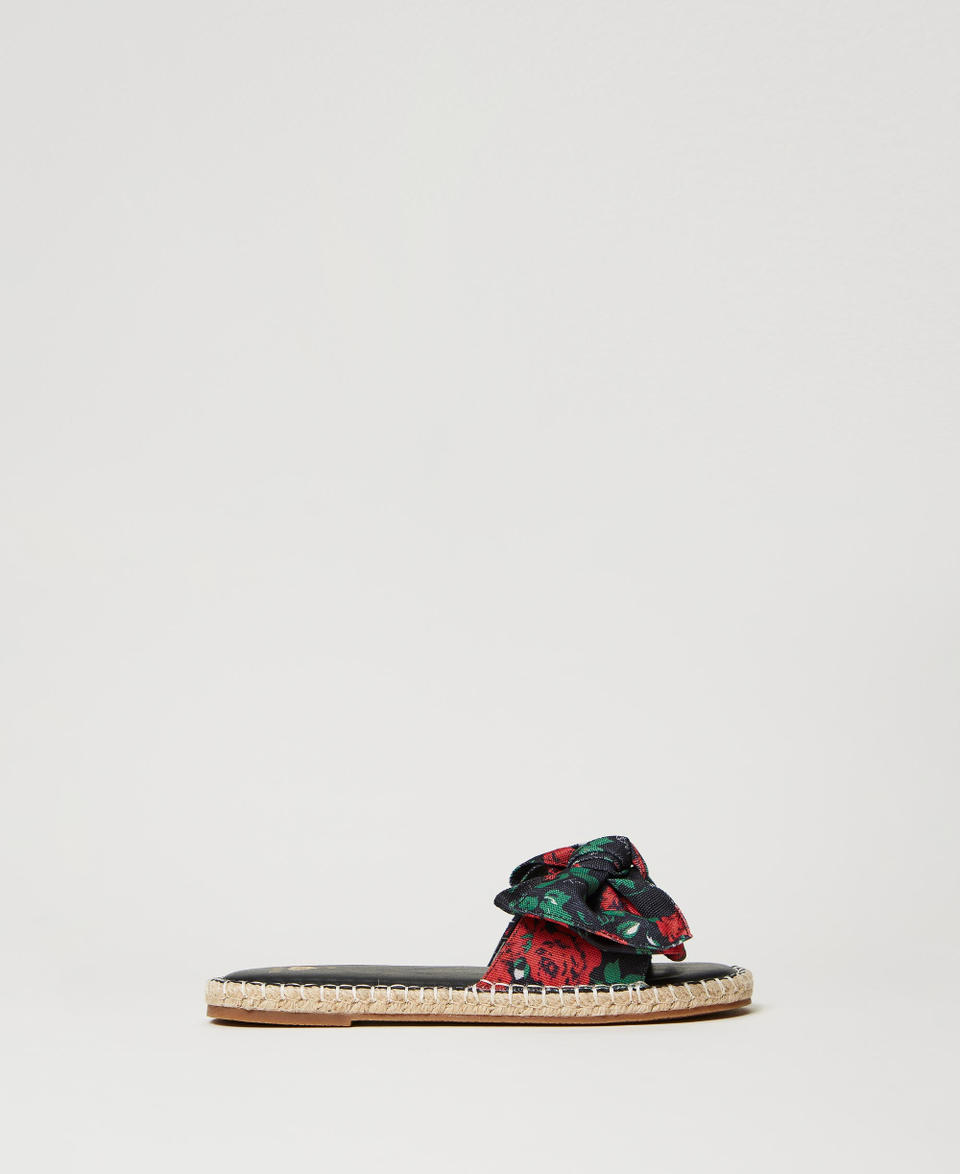 Slides with bow Little Rose Print Woman 231LBPZAA_10320_01