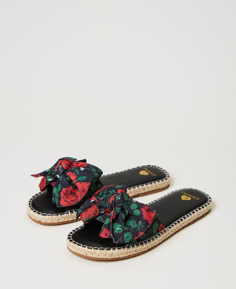 Slides with bow Little Rose Print Woman 231LBPZAA_10320_02