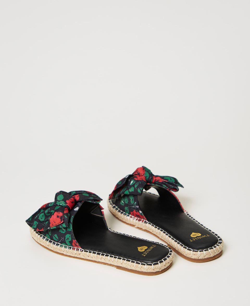 Slides with bow Little Rose Print Woman 231LBPZAA_10320_03